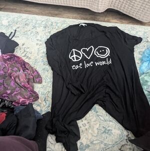 Peace Love World Black Tee